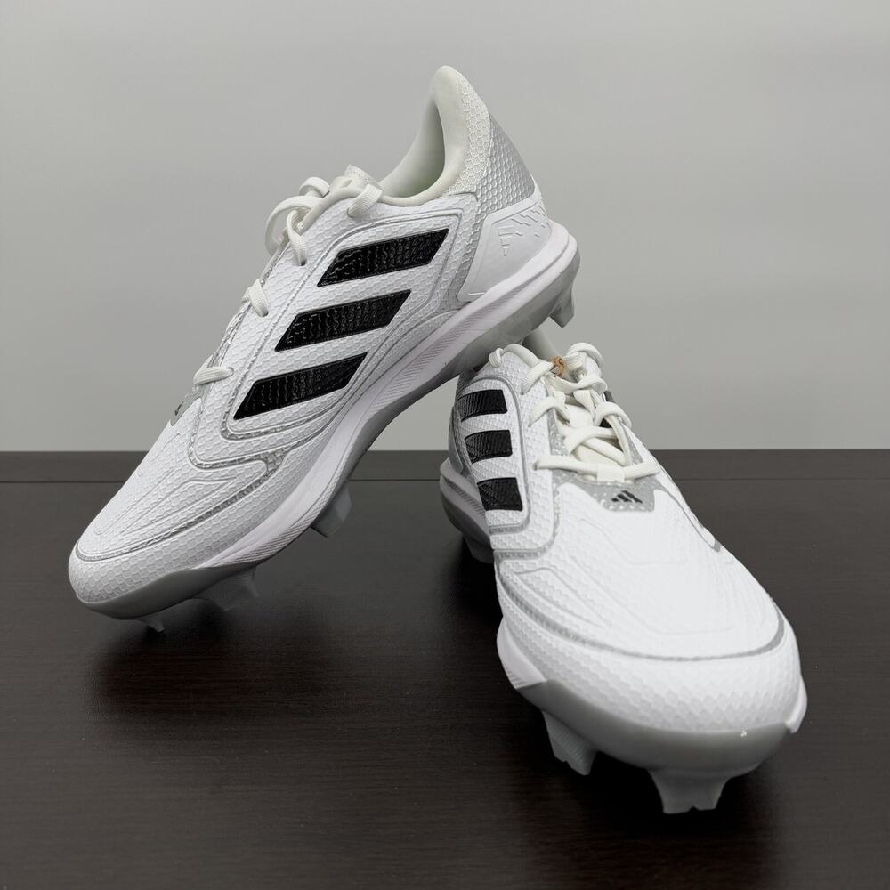 Adizero PureHustle 3 TPU Softball Cleats Adidas White Black Silver IG7137 Sz 9.5 - Picture 11 of 14